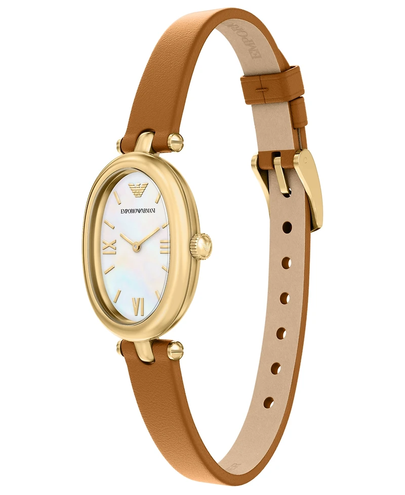 Emporio Armani Women's Quartz Two-Hand Brown Leather Watch, 28mm