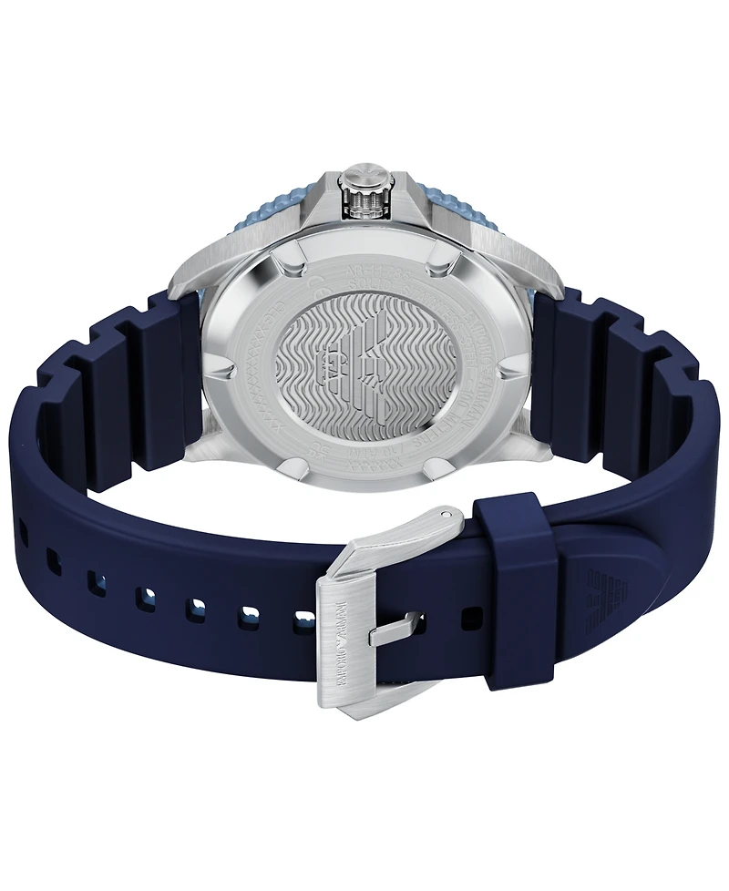 Emporio Armani Men's World Explorer Solar Three Hand Blue Silicone Watch, 42mm