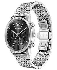 Emporio Armani Men's Quartz Chronograph Silver Stainless Steel Watch, 42mm