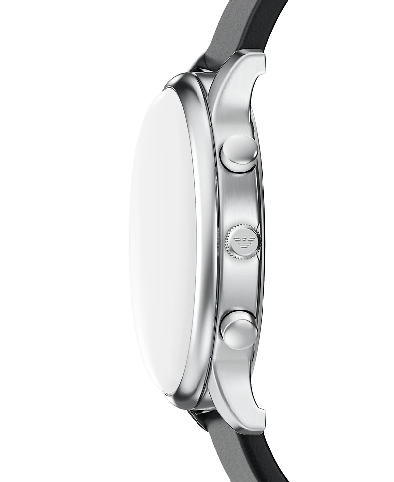 Emporio Armani Men's Quartz Chronograph Black Leather Watch, 42mm