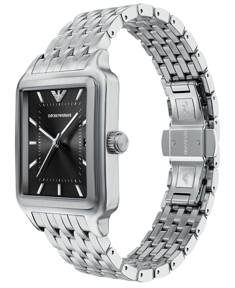 Emporio Armani Men's Quartz Three-Hand Silver Stainless Steel Watch, 36mm