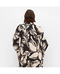 City Chic Plus Bella Mono Print Long Sleeve Shirt