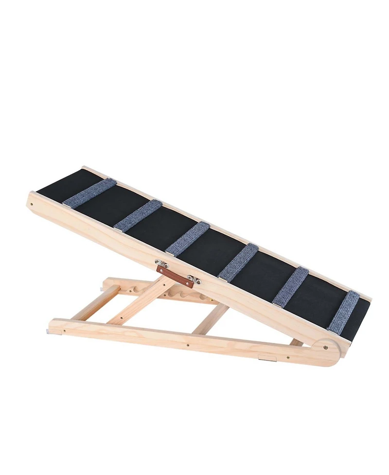 Aostirmotor Adjustable Wooden Dog Ramp: Folding 41.3" Pet Ramp for Bed, Couch, or Car