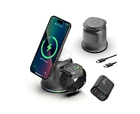 Risokeys 3-in-1 Wireless Charger with Charging Port - Compatible with Phone, Earphones and Watch, Magnetic Stand with MagSafe