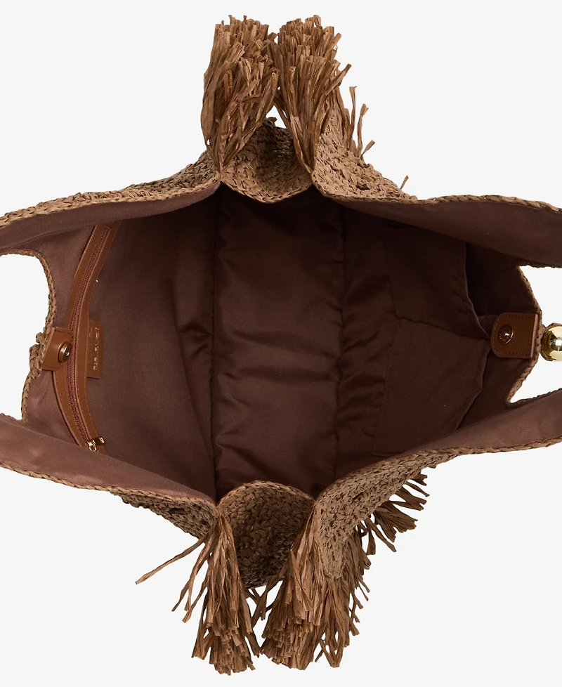I.n.c. International Concepts Fringe Trim Straw Tote, Macy's Exclusive