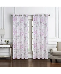 Olivia Gray 100% Polyester 140 Gsm Aiden Printed Textured Grommet Curtain Panel 54" x 84" Blush