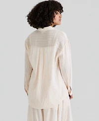 And Now This Women's Oversized Satin Shirt, Macy's Exclusive