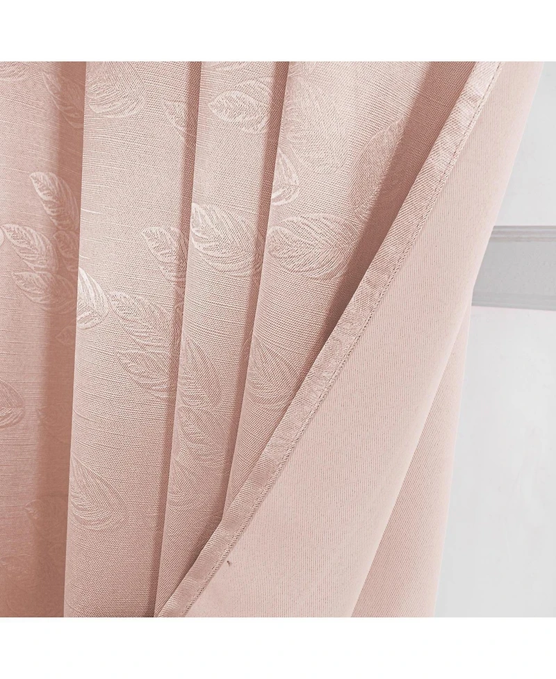Olivia Gray 100% Polyester 200 Gsm Arlo Embossed Blackout Grommet Curtain Panel Blush