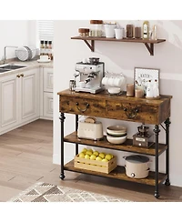 gaomon Entryway Table with Drawers and Storage Shelves, Narrow Console for Hallway, Living Room, or Behind Sofa, Rustic Brown Small Entry