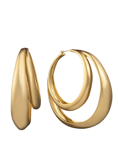Donna Karan Gold-Tone Molten 2-Row Hoop Earrings