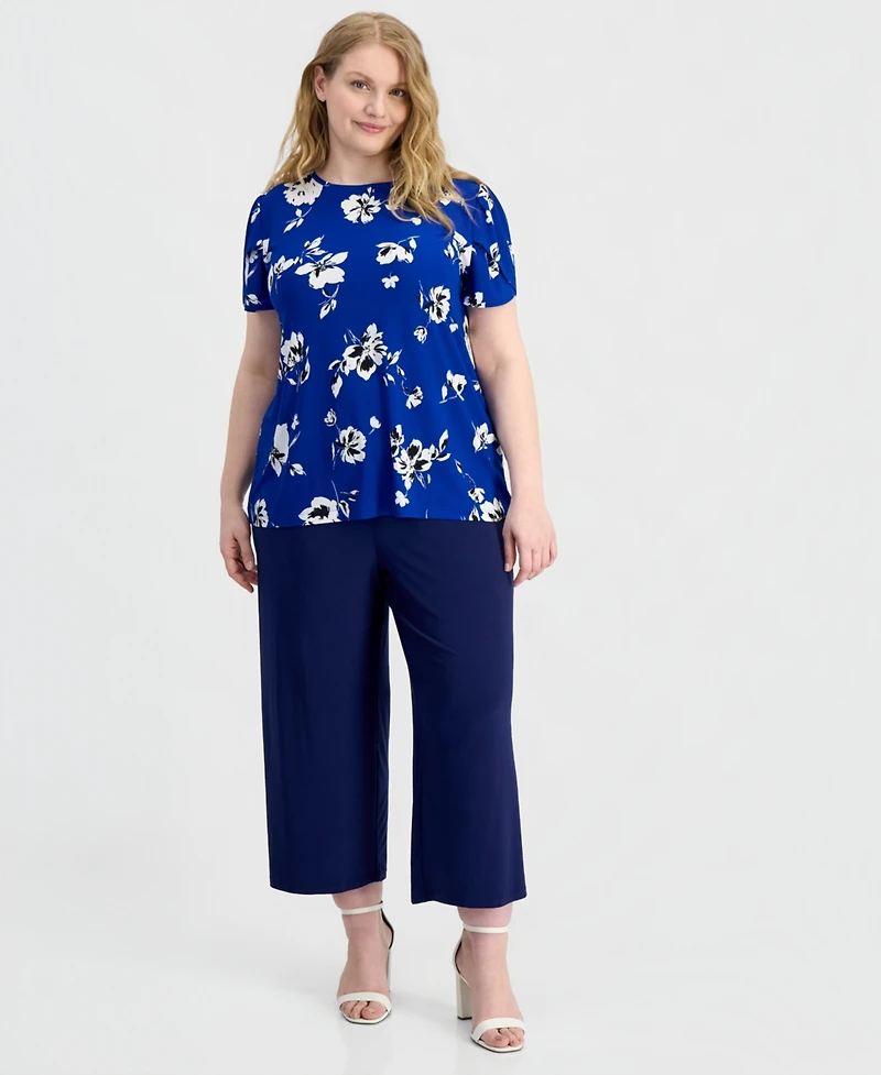 Anne Klein Essentials Plus Size Tulip-Sleeve Knit Top