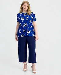 Anne Klein Essentials Plus Size Tulip-Sleeve Knit Top