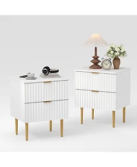 gaomon Charging Station & 2 Drawers, Wood Bedside Table with Usb Ports & Outlets