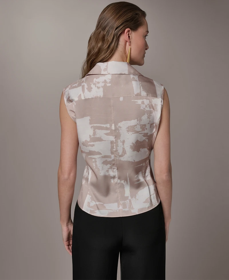 Donna Karan New York Petite Sleeveless Collared Top