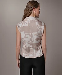 Donna Karan New York Petite Sleeveless Collared Top