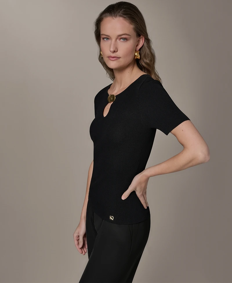 Donna Karan New York Petite Short-Sleeve Sweater