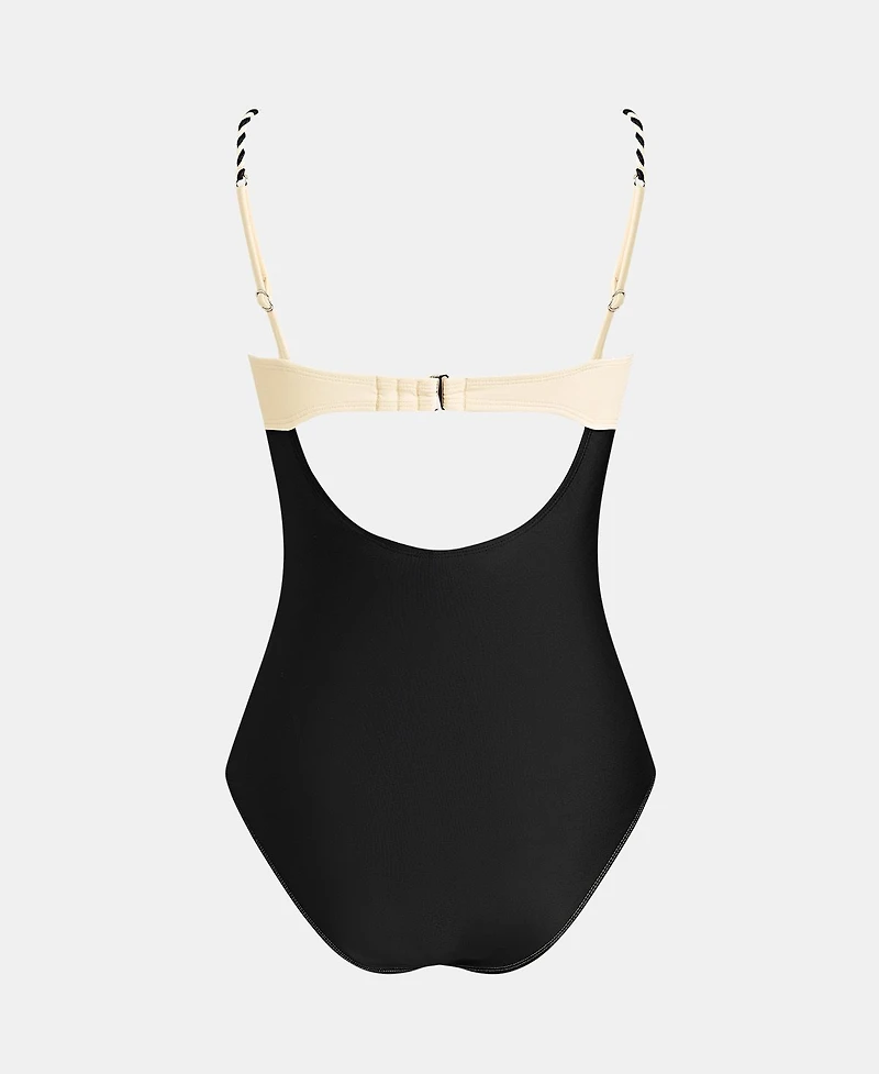 Cupshe Women's Underwire Ruched Colorblock One-Piece Swimsuit