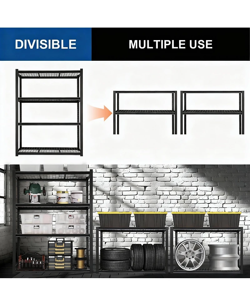 Yigii 4-Tier Adjustable Steel Shelving, 46"W x 24"D x