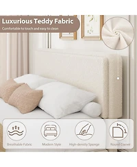 gaomon Teddy Fleece Bed Frame, Cloud Cream Bed Frame with 2 Storage Drawer and Adjustable Headboard, Soft Teddy Fabric