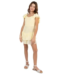 Rare Editions Girls' 7-16 Organza Flutter-Sleeve Sweetheart Dress
