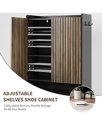 gaomon Large Shoe Cabinet with Doors – 6-Tier Shoe Organizer with 2 Doors and Extra Hooks, Freestanding Shoe Storage for Hallway, Entryway