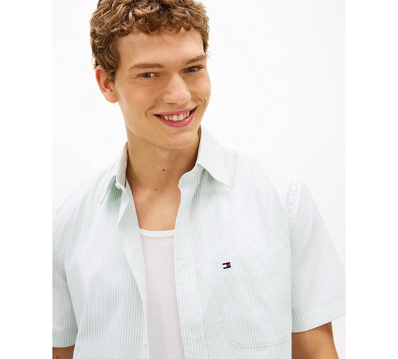 Tommy Hilfiger Men's Striped Short-Sleeve Oxford Shirt