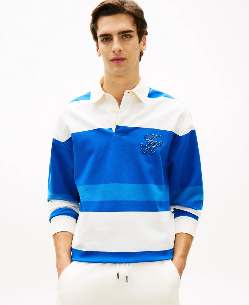 Tommy Hilfiger Men's Relaxed-Fit Stripe Rugby Polo Shirt