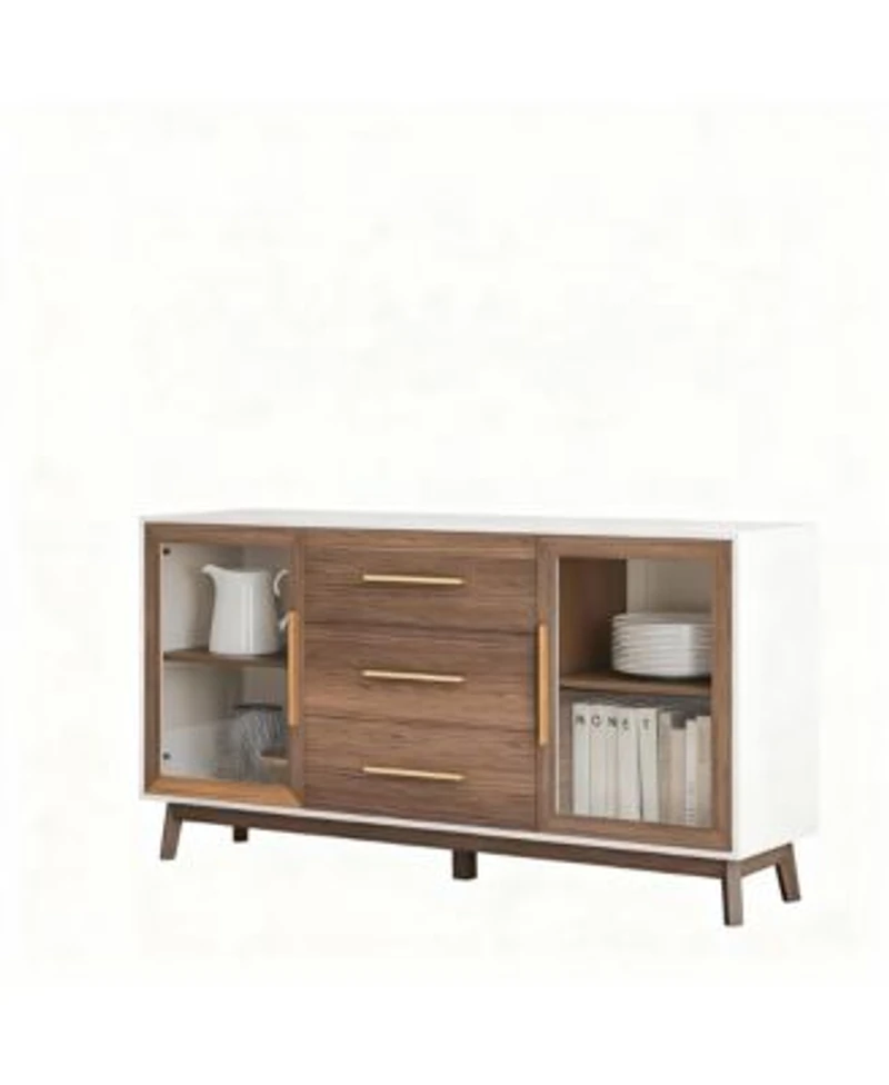 Yigii Console Table with Glass Doors