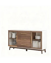 Yigii Console Table with Glass Doors