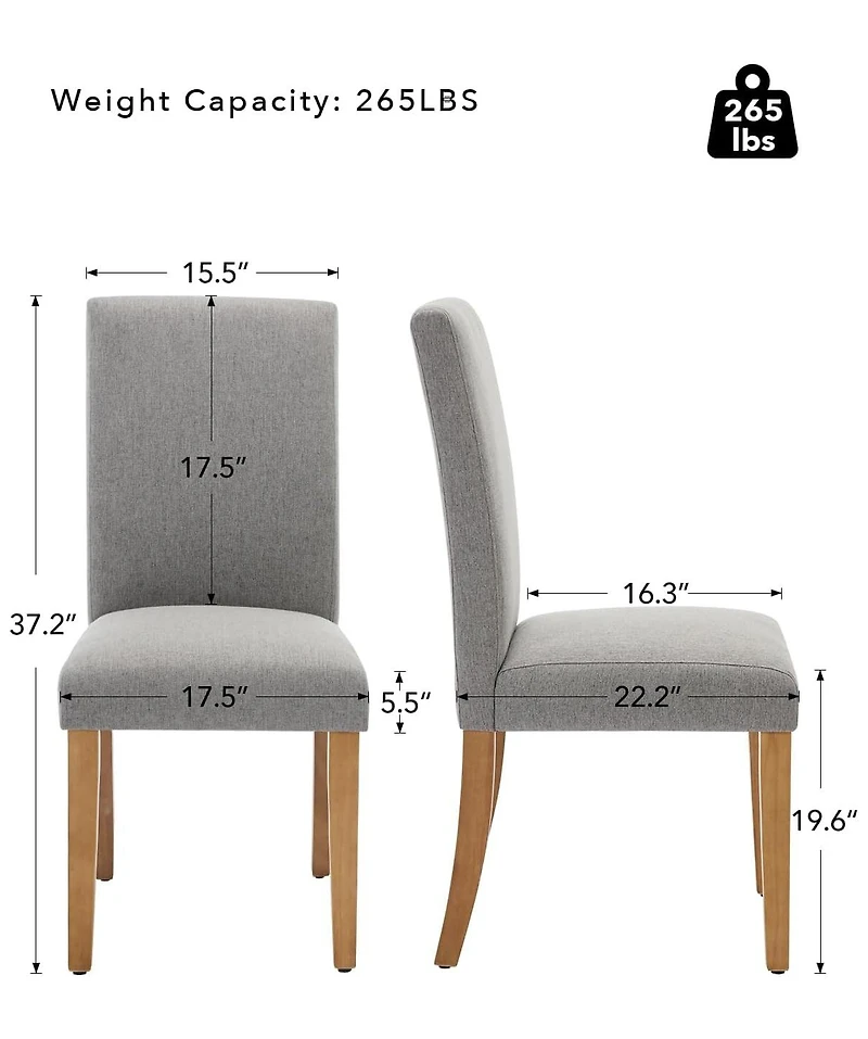 gaomon Dining Chairs Set of 4, Modern Fabric Upholstered Ergonomic Chairs with Curved Backrest, Heavy-Duty Wood Legs for Dining Room Kitchen Home