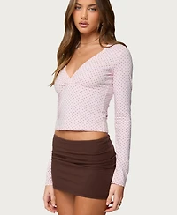 Edikted Women's Kianah Polka Dot V Neck T Shirt