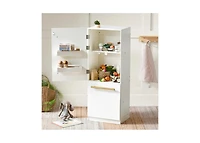 Tiny Land Play Kitchen Accessories – Play Kitchen Fridge: Wooden Cabinet Refrigerator for Kids