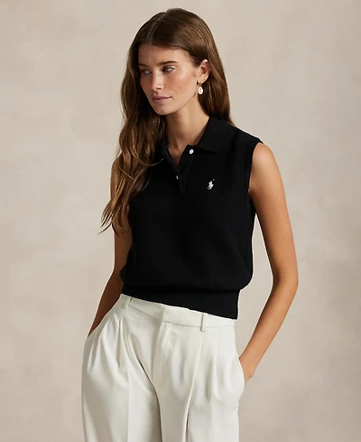 Polo Ralph Lauren Women's Ribbed Collar Sleeveless Sweater