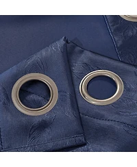 Olivia Gray 100% Polyester 200 Gsm Arlo Embossed Blackout Grommet Curtain Panel 54" x 90" Navy