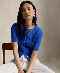 Polo Ralph Lauren Women's Cable-Knit Cotton Short-Sleeve Cardigan
