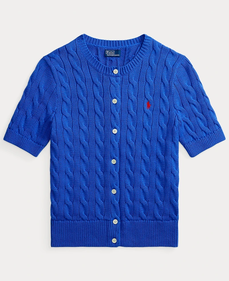 Polo Ralph Lauren Women's Cable-Knit Cotton Short-Sleeve Cardigan