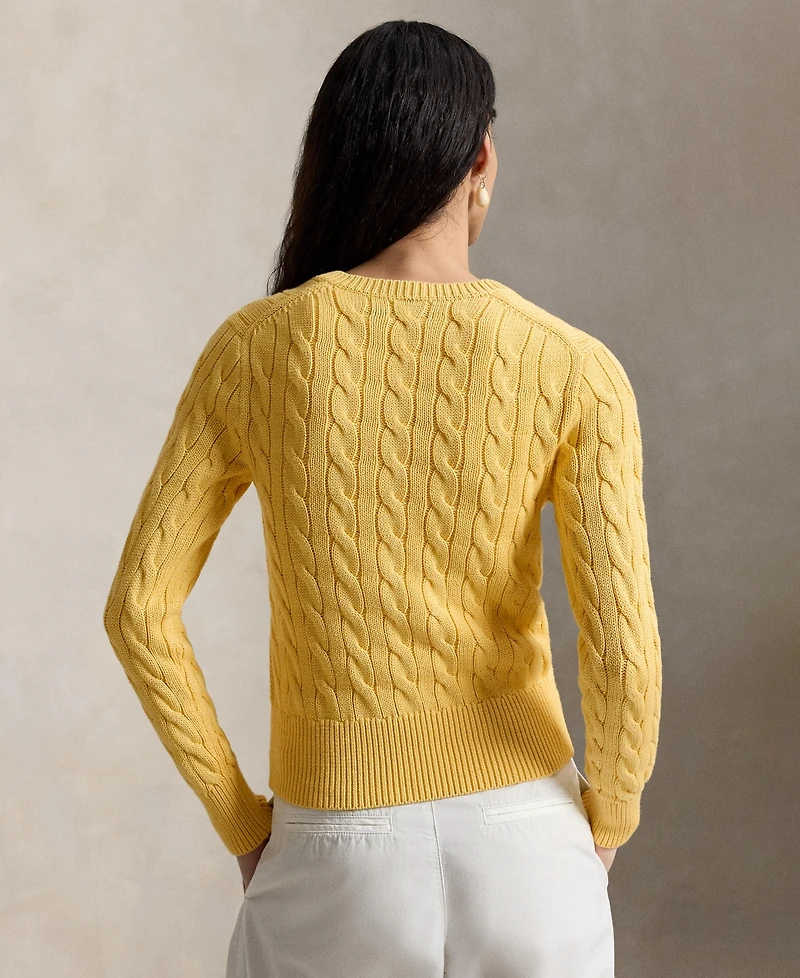 Polo Ralph Lauren Women's Cable-Knit Cotton Crewneck Cardigan Sweater