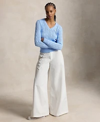 Polo Ralph Lauren Women's Cable-Knit Cotton V-Neck Sweater