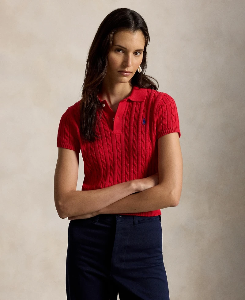 Polo Ralph Lauren Women's Slim Fit Ribbed Collar Cropped Sweater