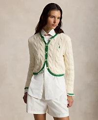 Polo Ralph Lauren Women's Crewneck Buttoned Placket Cropped Cardigan