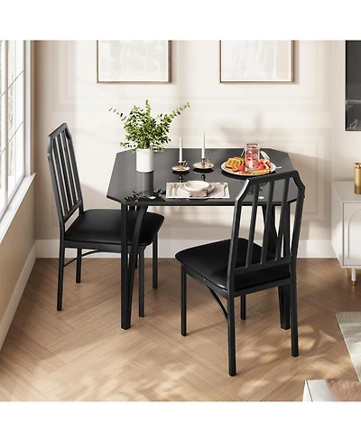 Gaomon Compact dining set for 2 with table and Pu cushioned chairs. Comfortable, stylish, and perfect for small kitchens or dining spaces