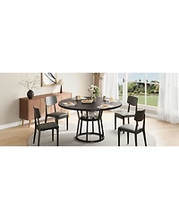 gaomon Round Dining Table for 4-6 47.2 Inch Farmhouse Kitchen Table with Storage Circle Dinner Tables for Kitchen Dining Room Living Room