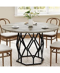 gaomon 47 Inch Round Dining Table Farmhouse Diner Table for 4-6 People Kitchen and Dining Room Tables Wood Circle Table for Kitchen Dining Room