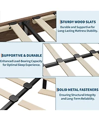 gaomon Full Size Wood Bed Frame,Platform Nature Bed with Strong Wooden Slats,No Box Spring Needed,Minimalist Bedroom Furniture,Easy Assembly