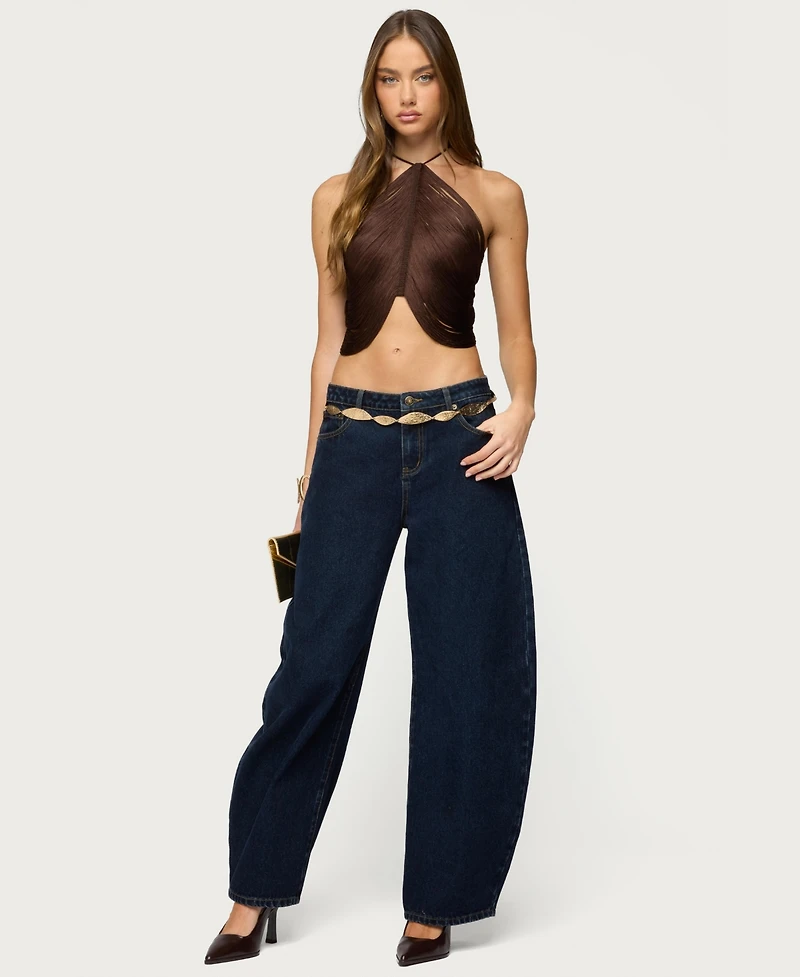 Edikted Women's Hara Fringed Crisscross Backless Top