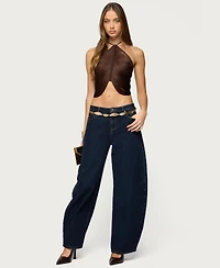 Edikted Women's Hara Fringed Crisscross Backless Top