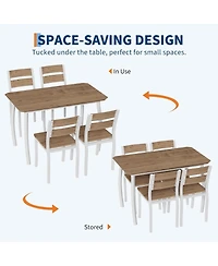 gaomon 5Pcs Dining Table Set for 4, Space-Saving Kitchen Table with Upholstered Chairs, Modern Angled Corner Design, Compact Dinner Set