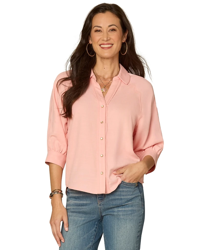 Democracy Women's Scallop Edge Collared Shirt