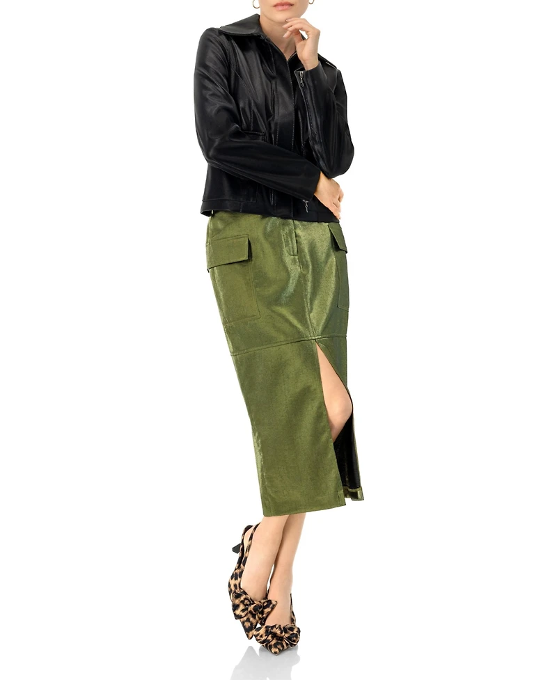 Ivonne Women's High Shine Biker Jacket