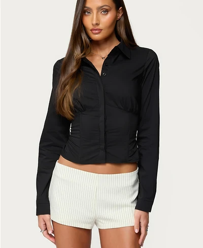 Edikted Women's Amelie Lace Up Button Shirt